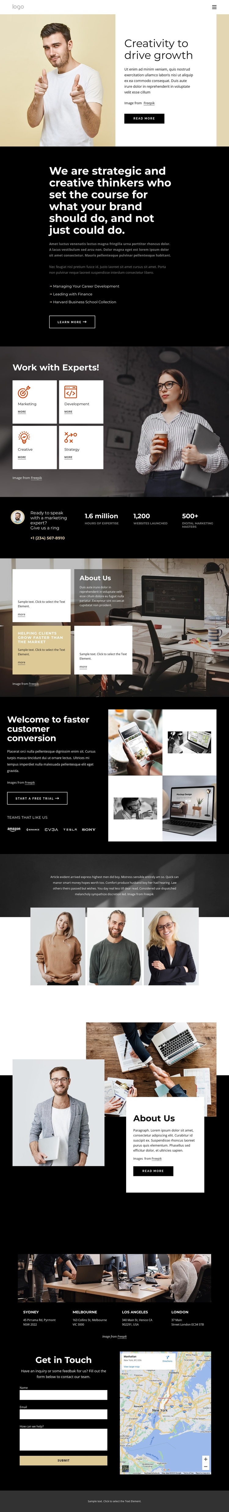 We are strategic creative thinkers One Page Template