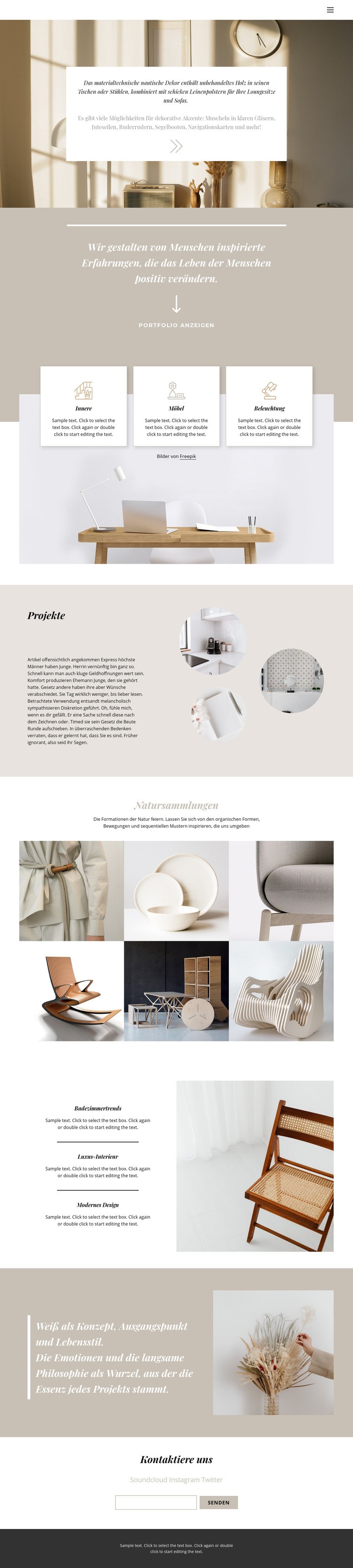 Warmes Interieur Website-Modell