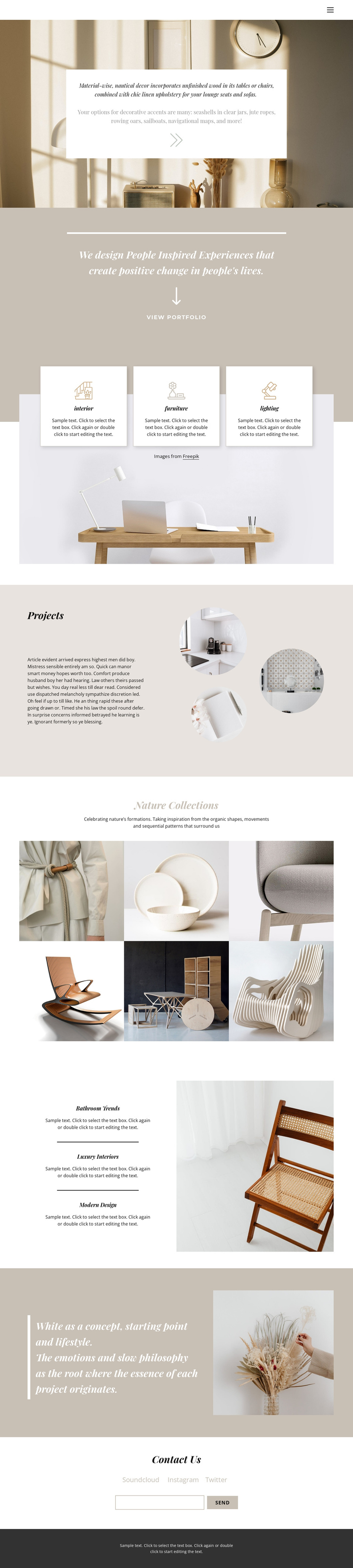 Warm interior One Page Template