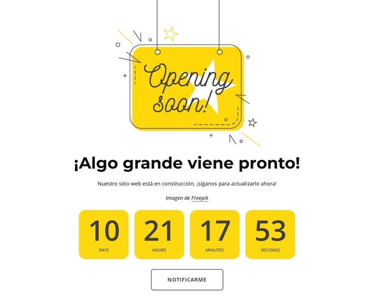 Próximamente página con cuenta regresiva Plantillas de creación de sitios web