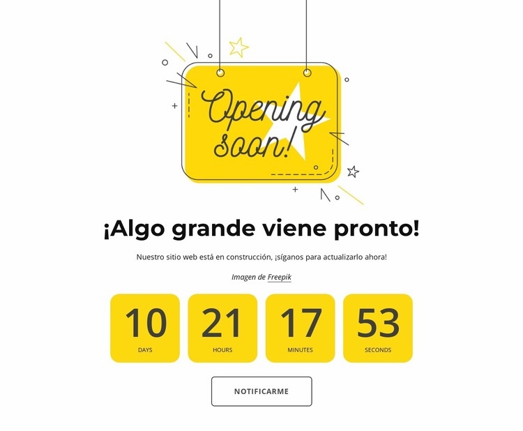 Próximamente página con cuenta regresiva Maqueta de sitio web