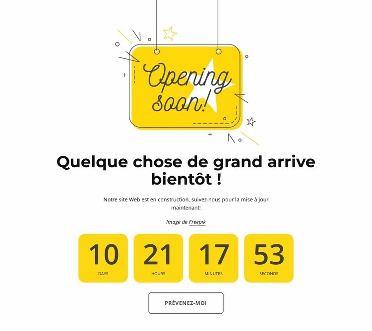 Bientôt disponible avec compte à rebours Créateur de site Web HTML