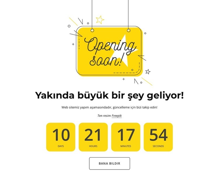 Geri sayımlı çok yakında sayfa HTML5 Şablonu