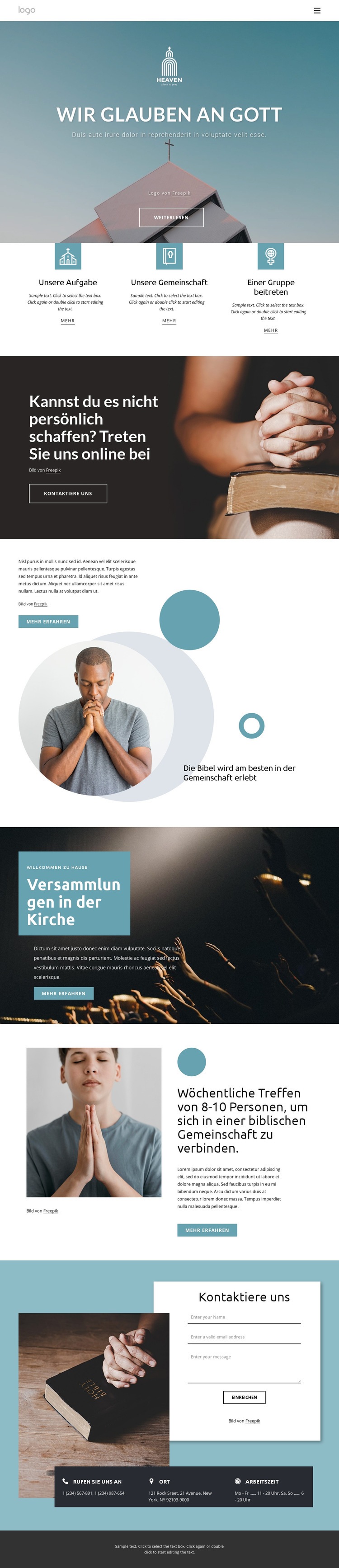 Familienfreundliche Kirche Website design