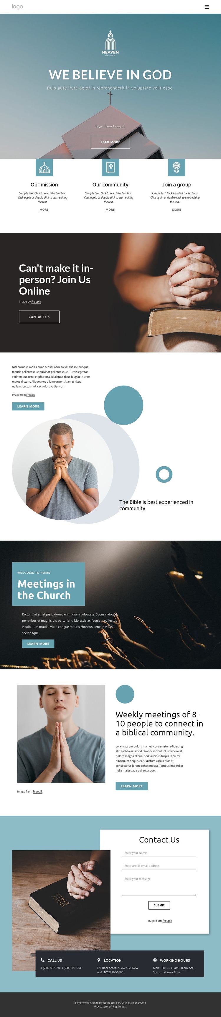 Family friendly church Homepage Design
