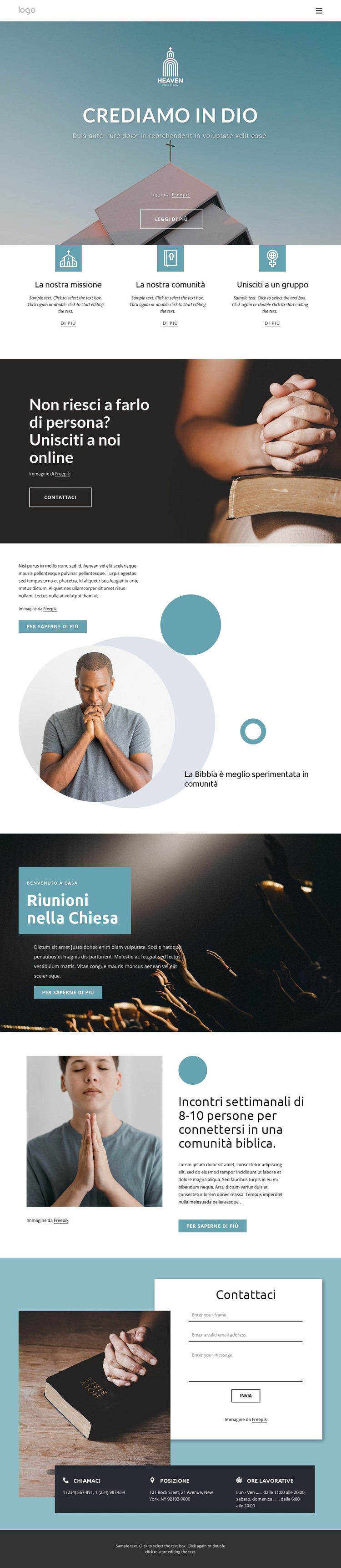 Chiesa adatta alle famiglie Mockup del sito web