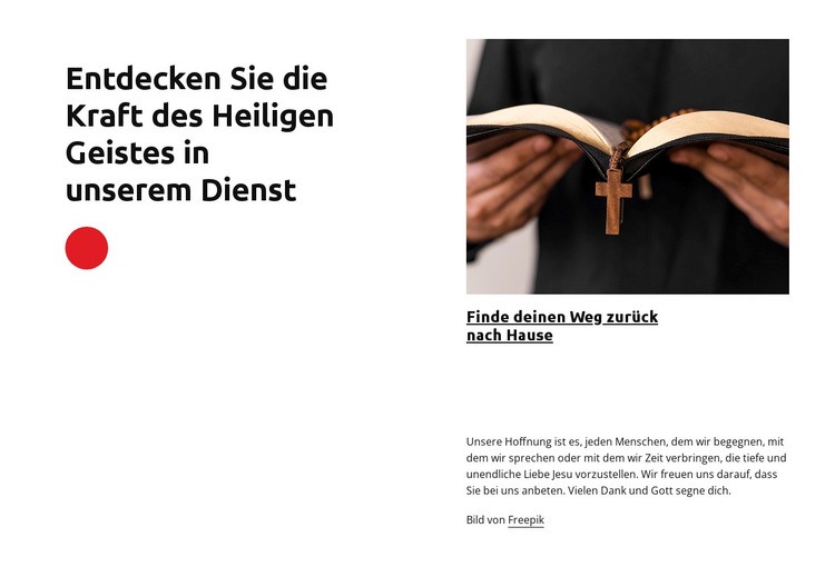 Willkommen in der Kirche Website-Modell