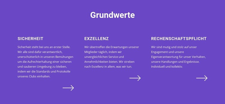 Liste der Grundwerte HTML-Vorlage