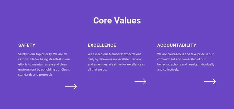 Core values list Homepage Design