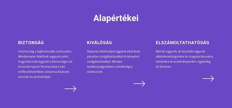 Alapértékek listája Weboldal sablon