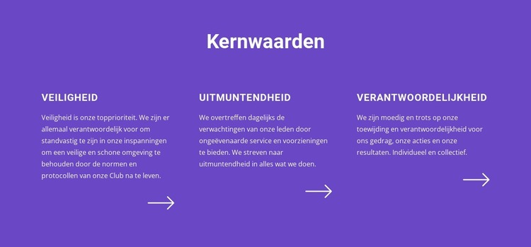 Lijst met kernwaarden Joomla-sjabloon