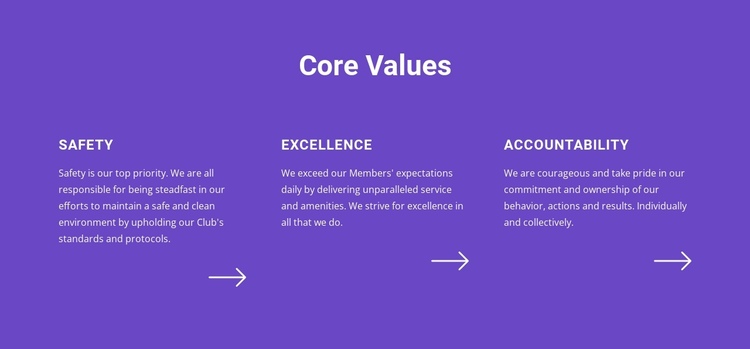 Core values list One Page Template