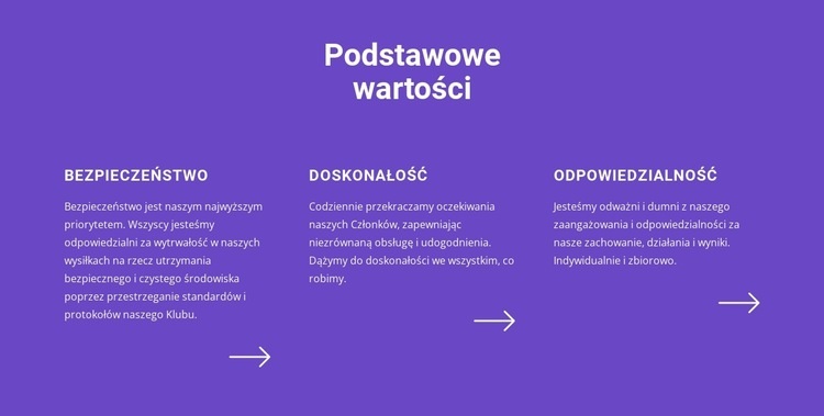 Lista podstawowych wartości Szablony do tworzenia witryn internetowych