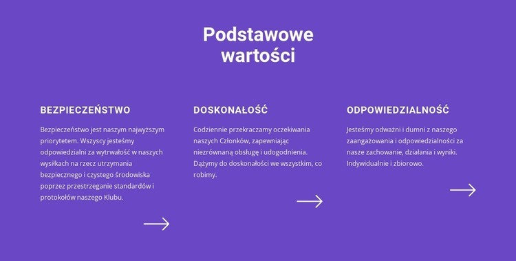 Lista podstawowych wartości Szablon HTML5