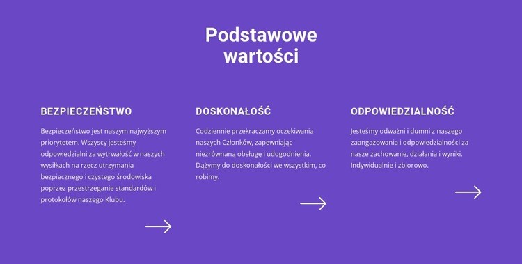 Lista podstawowych wartości Szablon jednej strony