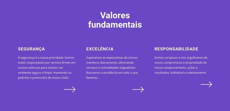 Lista de valores essenciais Design do site