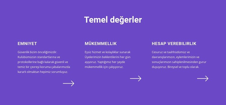 Temel değerler listesi CSS Şablonu