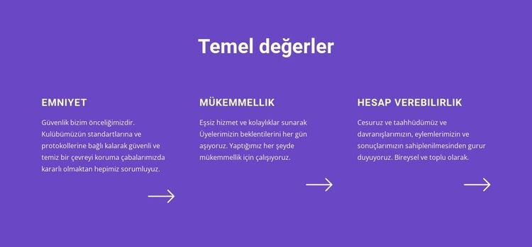 Temel değerler listesi Web Sitesi Oluşturucu Şablonları