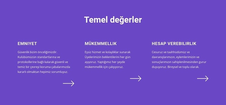 Temel değerler listesi Web sitesi tasarımı