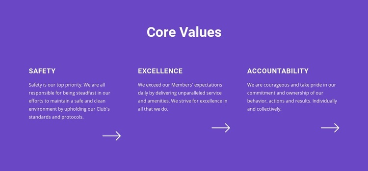 Core values list Website Design
