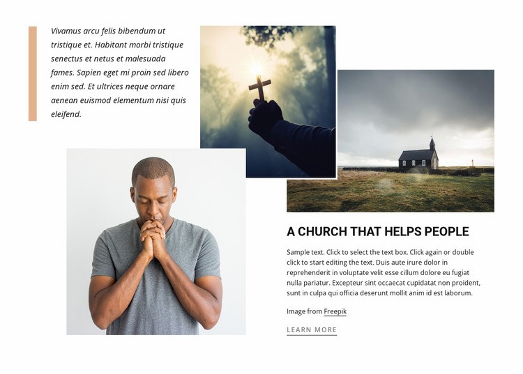 Church that helps people Web Page Design