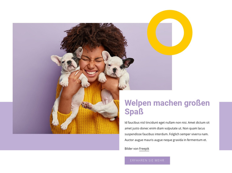 Welpen machen großen Spaß HTML-Vorlage