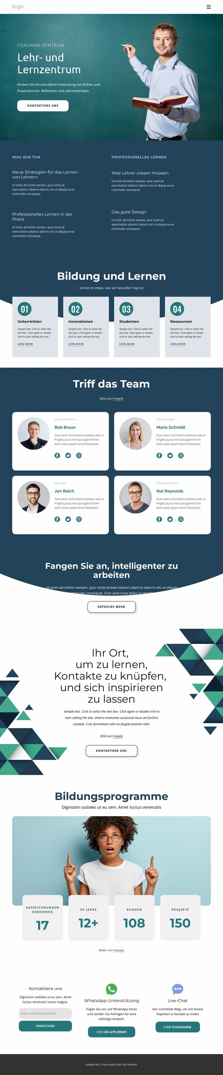 Lehr- und Lernzentrum Website Builder-Vorlagen