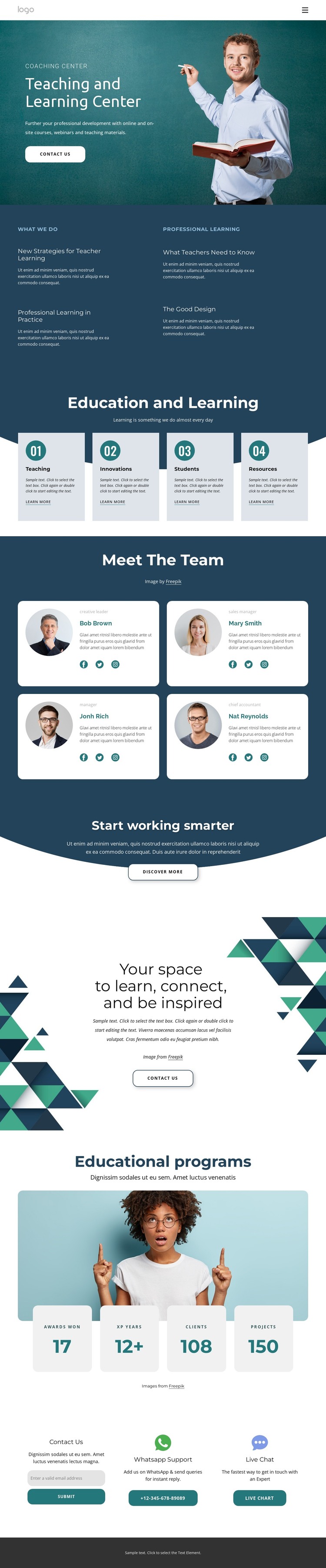 Teaching and learning center HTML Template