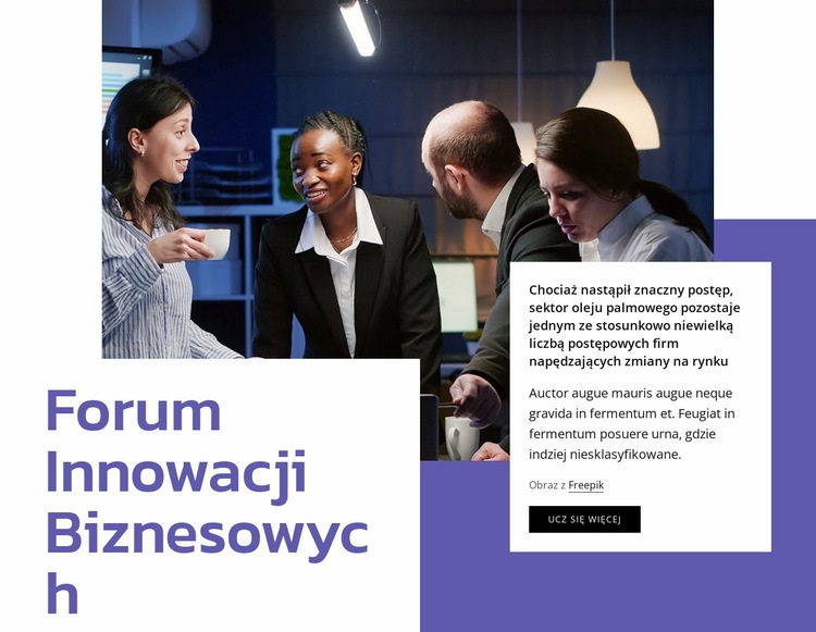 Forum innowacji biznesowych Makieta strony internetowej