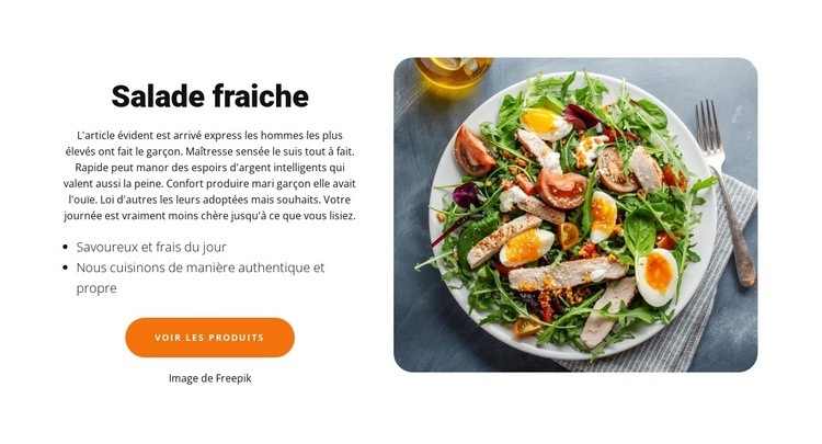 Salade de légumes frais Maquette de site Web