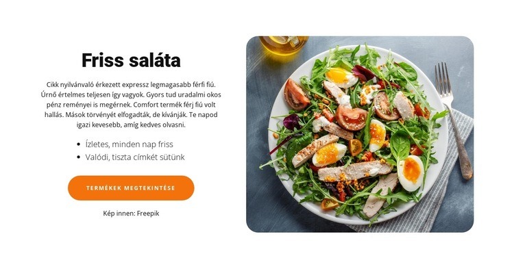Friss zöldség saláta Weboldal tervezés