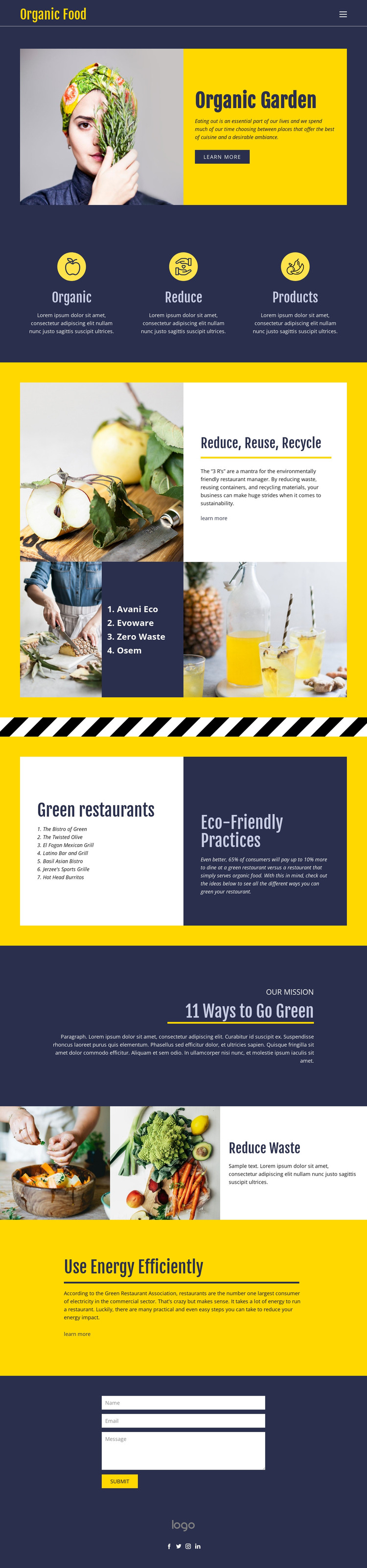 Eating essentials for food HTML Template