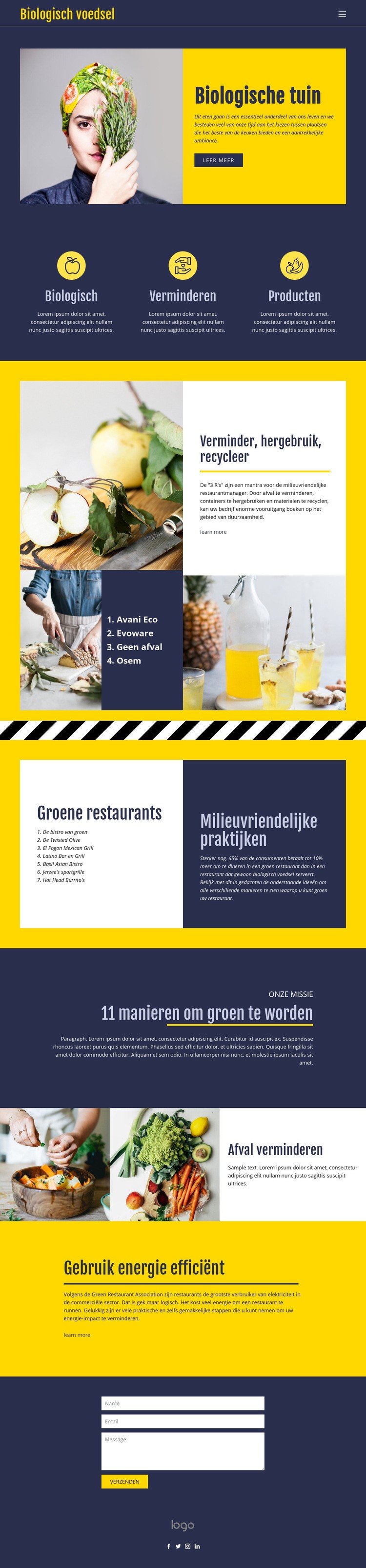 Het eten van essentials voor voedsel Bestemmingspagina