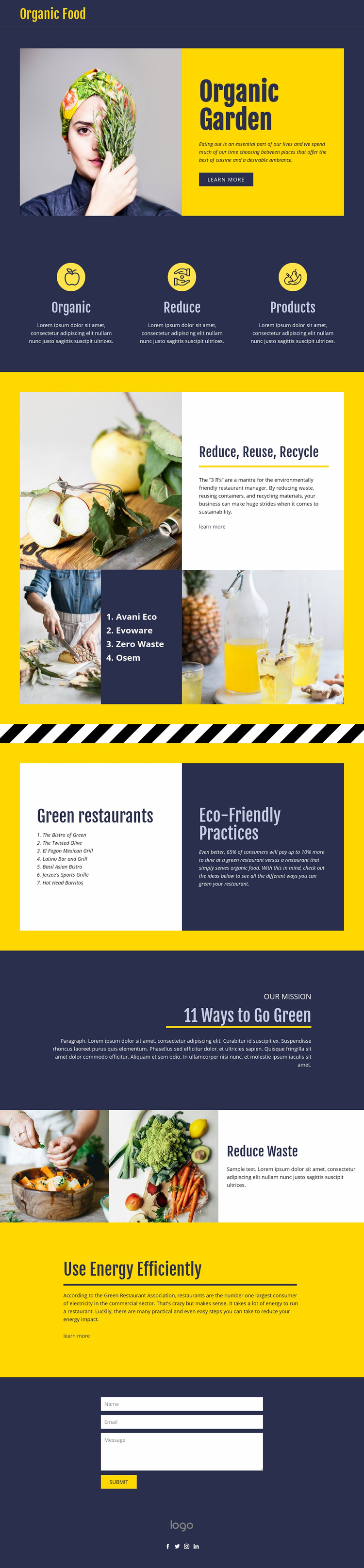 Eating essentials for food Squarespace Template Alternative