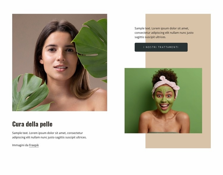 Servizi per la cura della pelle Mockup del sito web