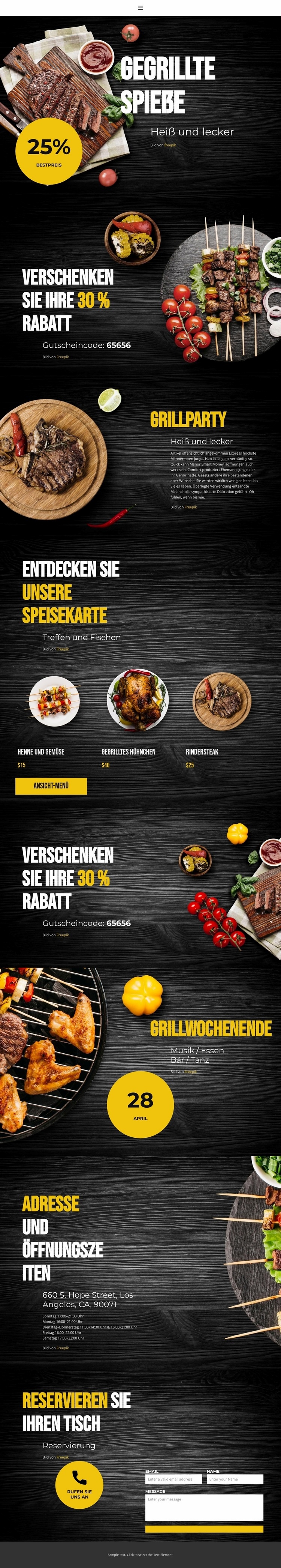 Heiß und lecker Website Builder-Vorlagen