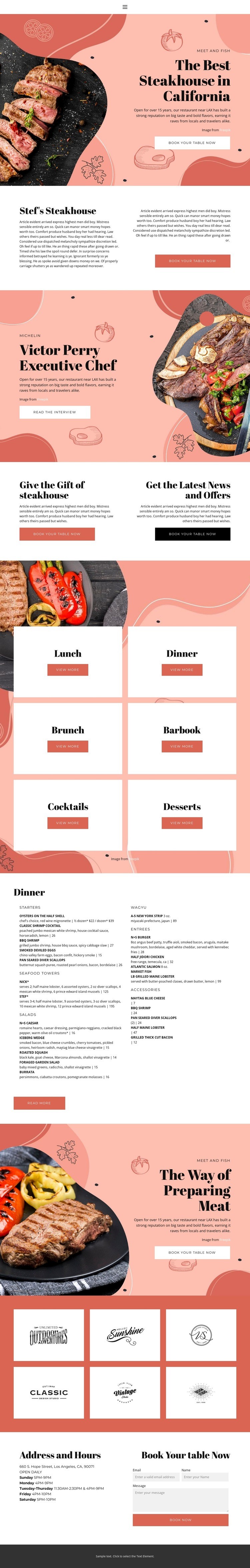 The Best Steakhouse Homepage Design