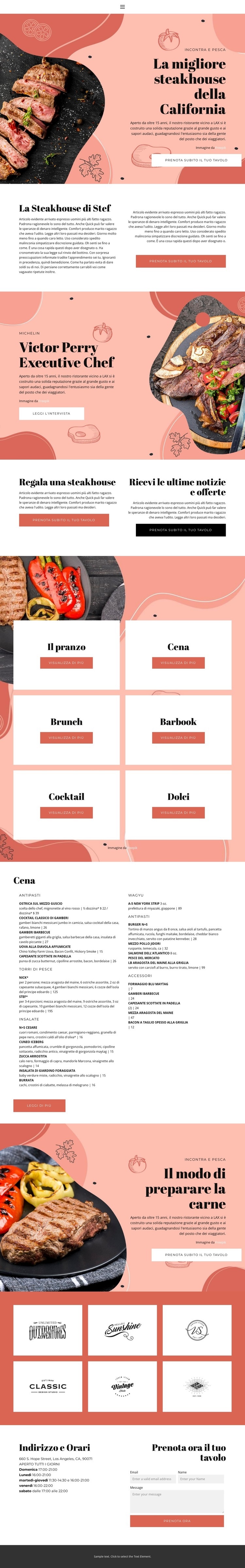 La migliore bisteccheria Un modello di pagina