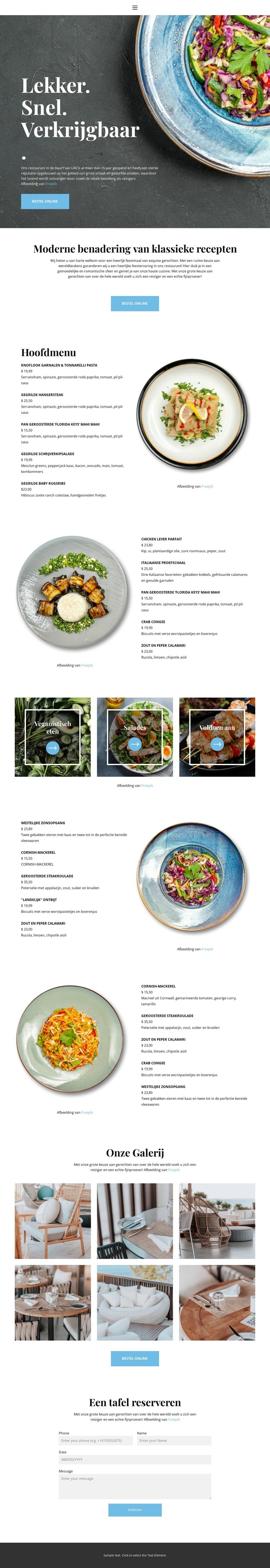 Ervaring in ons restaurant Website Builder-sjablonen