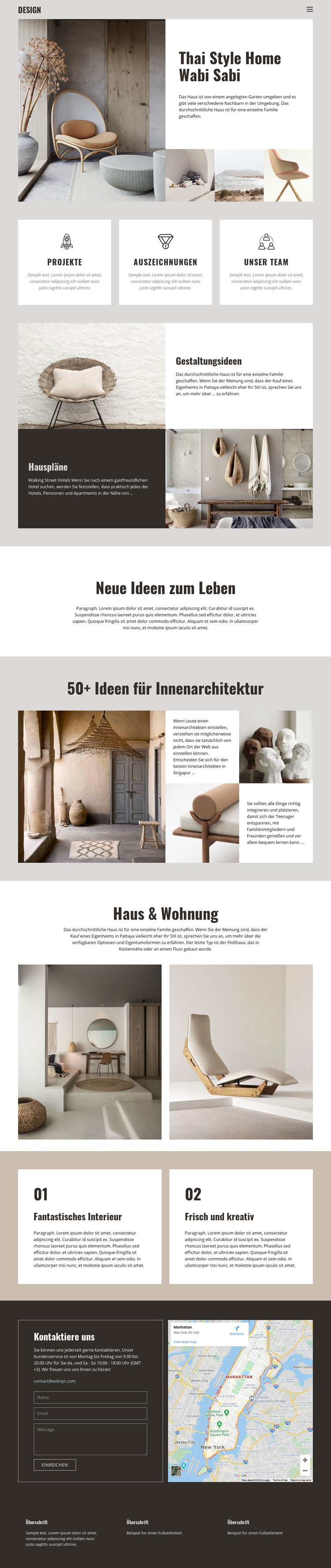 Thailändischer Stil für Wohndesign Website-Vorlage