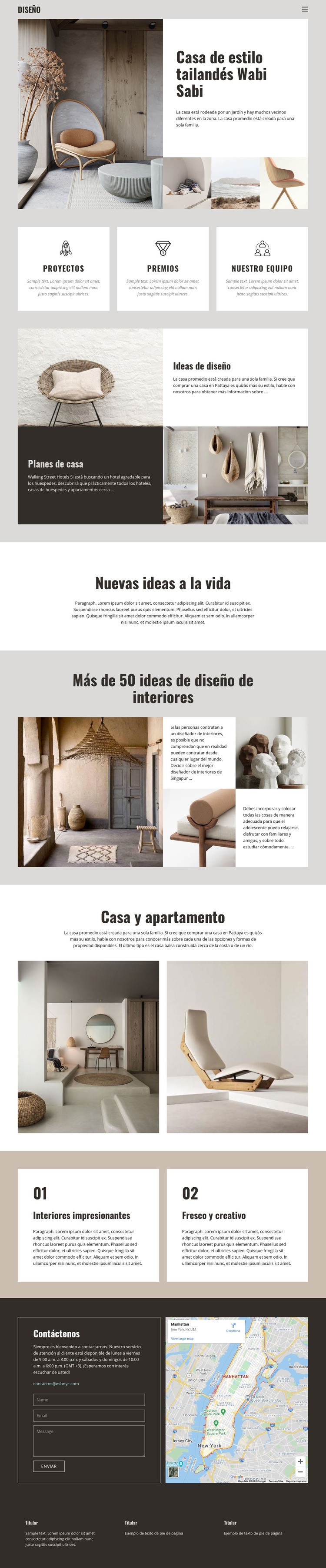 Estilo tailandés para el diseño del hogar. Diseño de páginas web