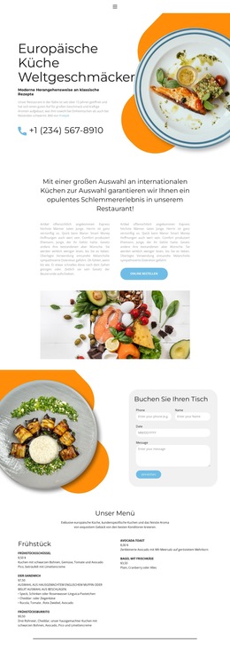 Exklusive Europäische Küche – Responsive Website-Vorlage