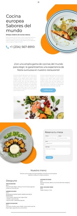 Cocina Europea Exclusiva: Plantilla HTML5 Adaptable