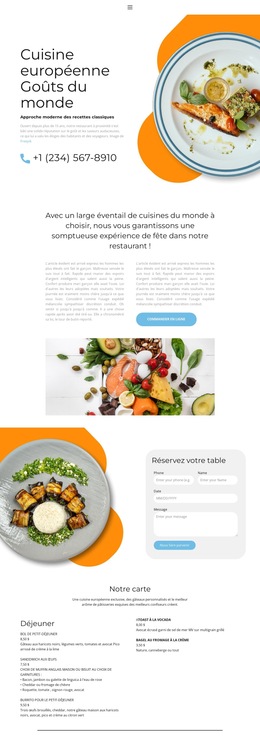Cuisine Européenne Exclusive - Modèle De Site Web Réactif