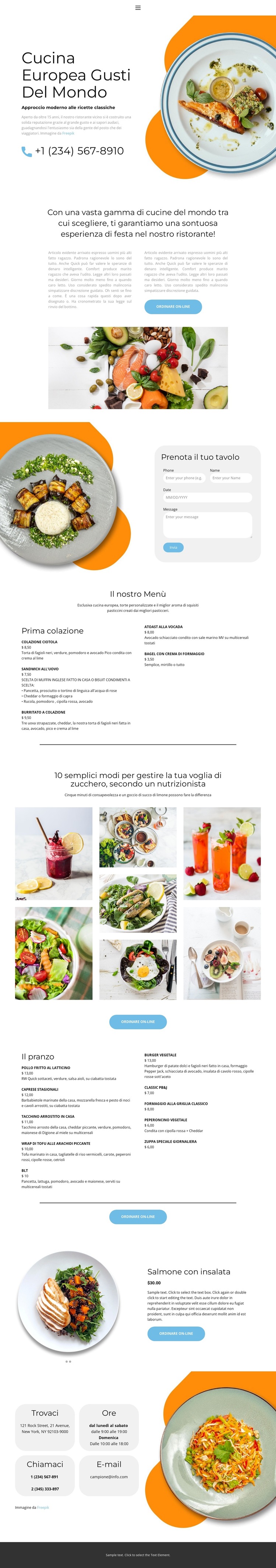Cucina europea esclusiva Modello di sito Web