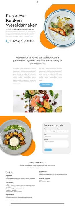 Exclusieve Europese Keuken - Eenvoudig Websitesjabloon