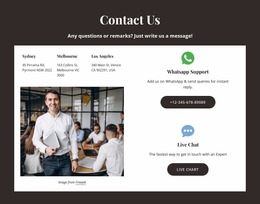 Contact Us Block With Support Button - Website Mockup