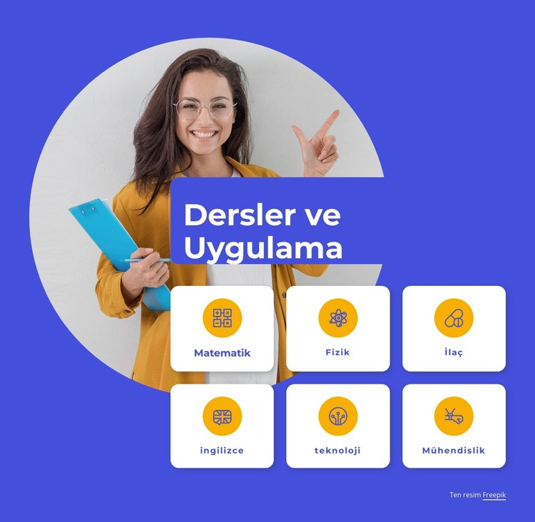 öğrenciler için dersler HTML Şablonu