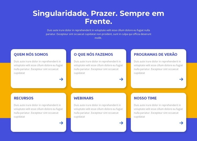 Singularidade, prazer Design do site