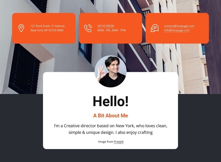 Welcome block with contacts Elementor Template Alternative
